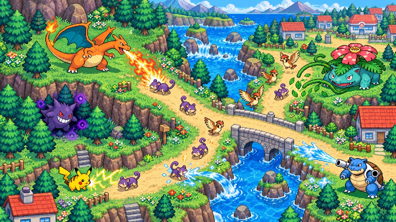 Pokémon pixel illustration
